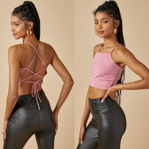 🆕Lace up back cami top in Barbie pink - Picture 5 of 5